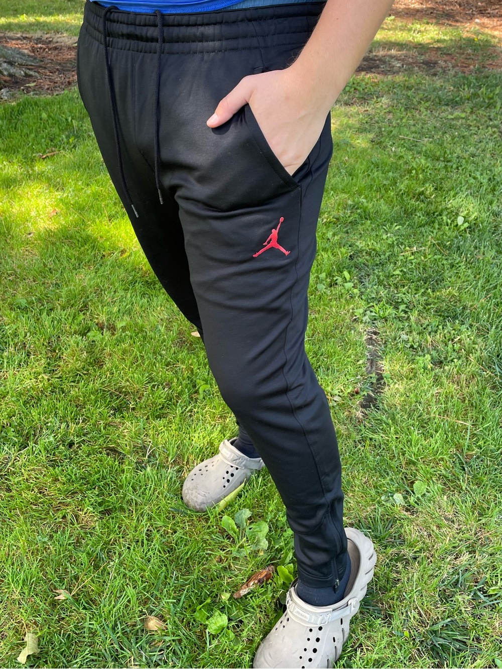 Jordan NIKE MEN Black Jogger Pants Red Jumpman Logo BASKETBALL WORKOUT ATHLETIC